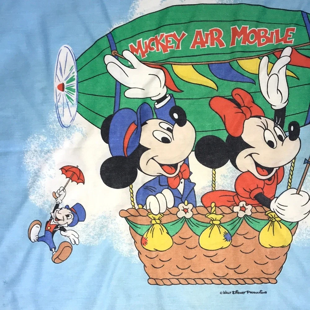 Vintage Disney Mickey Mouse & Friends Air Mobile Twin Bedding Set Blue Pacific